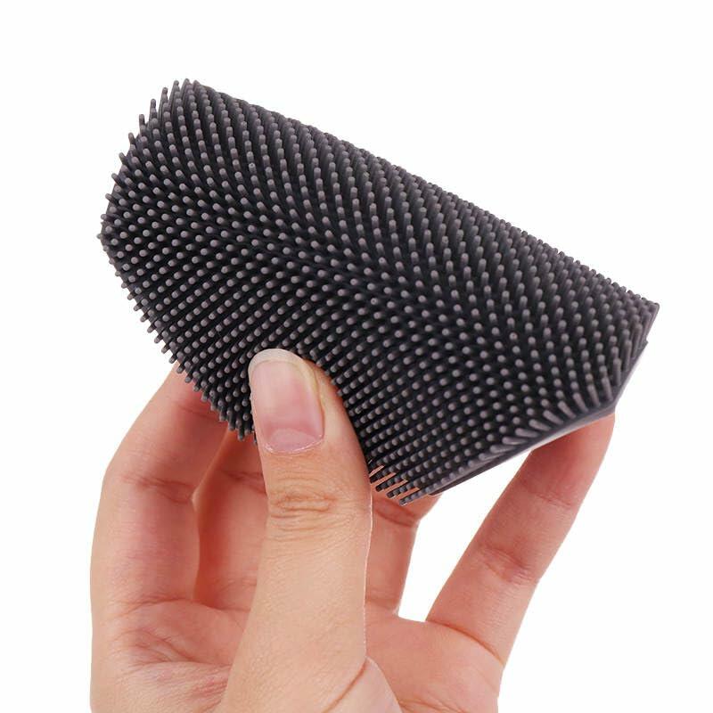 Exfoliating Silicone Body Scrubber with Handle for Face & Body Pink Grey Tan