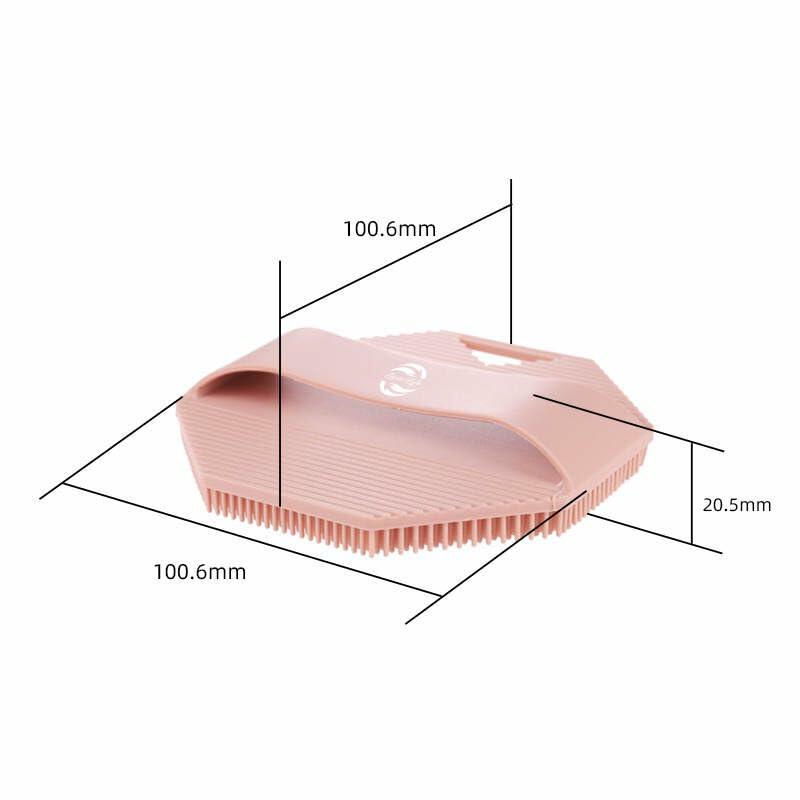 Exfoliating Silicone Body Scrubber with Handle for Face & Body Pink Grey Tan