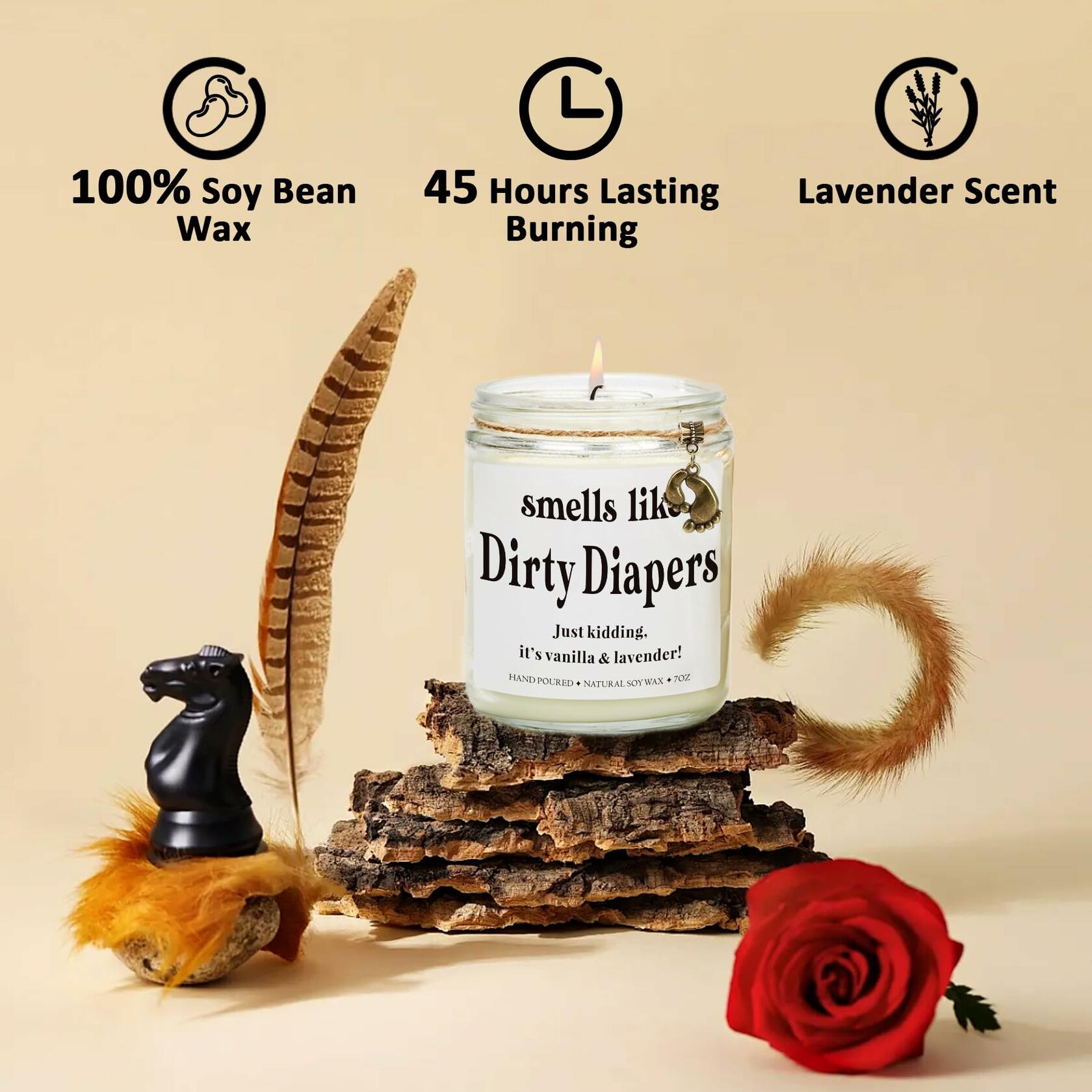 Ohmique Smells Like Dirty Diapers Candle Lavender Soy Wax 0.9lb Funny Gift