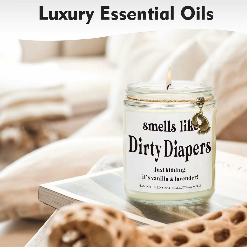 Ohmique Smells Like Dirty Diapers Candle Lavender Soy Wax 0.9lb Funny Gift