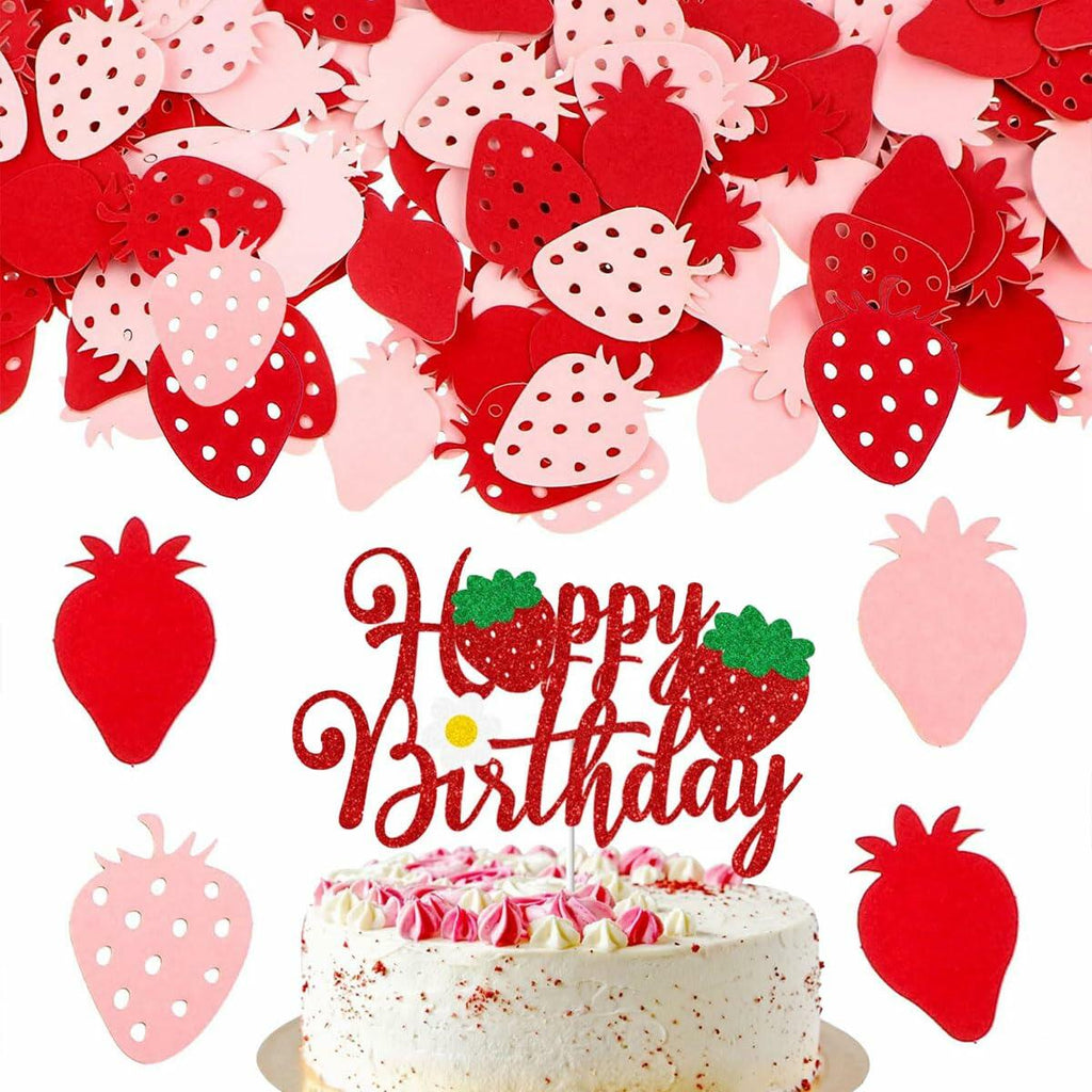 100PCS Strawberry Confetti, Sweet One Birthday Party Decor, Strawberry Dot