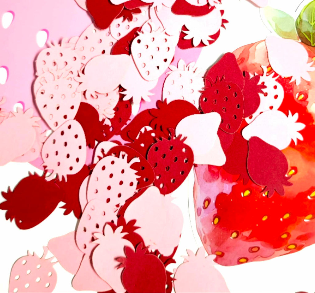 100PCS Strawberry Confetti, Sweet One Birthday Party Decor, Strawberry Dot