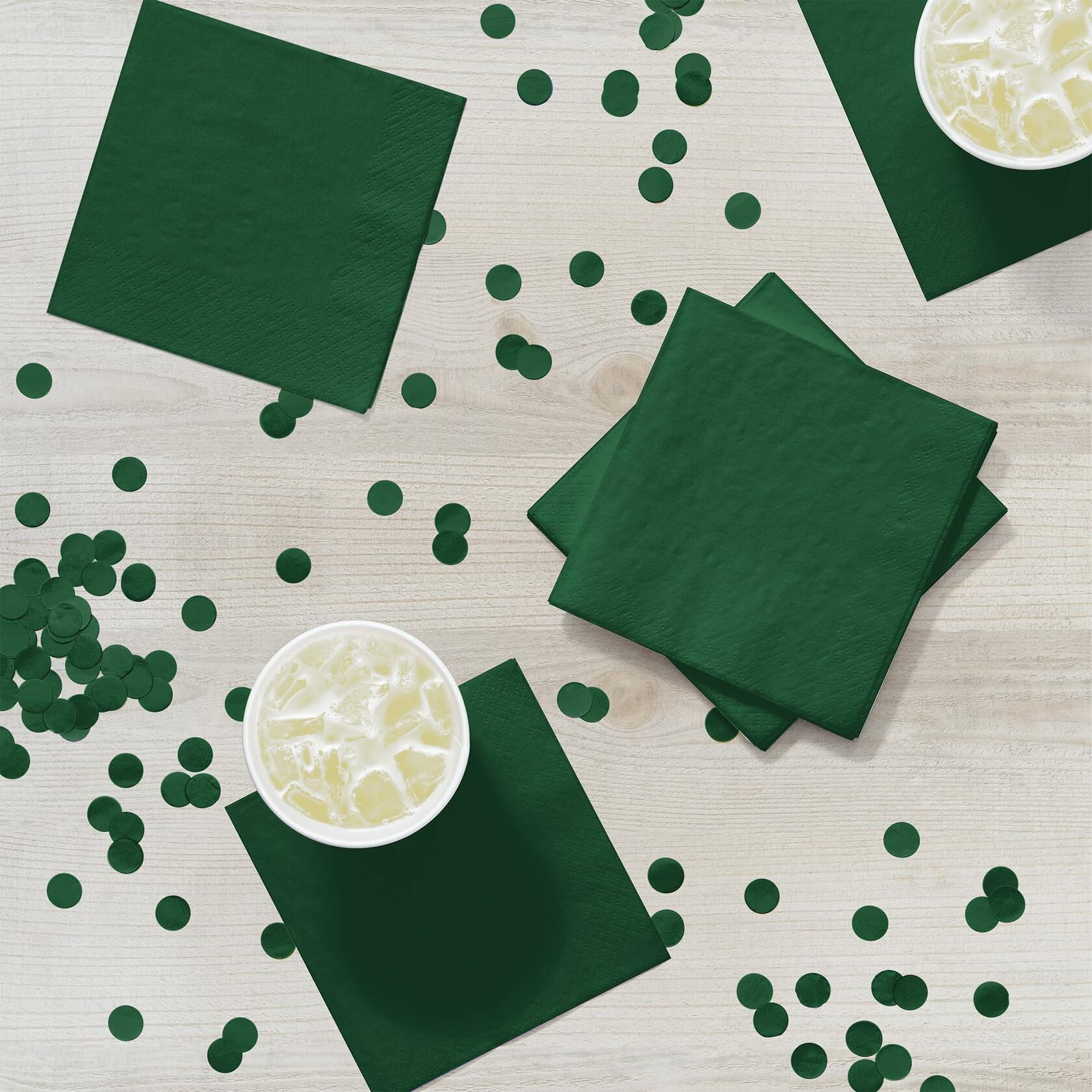 Creative Converting Touch of Color 2-Ply Paper Beverage Napkins Hunter Green 50
