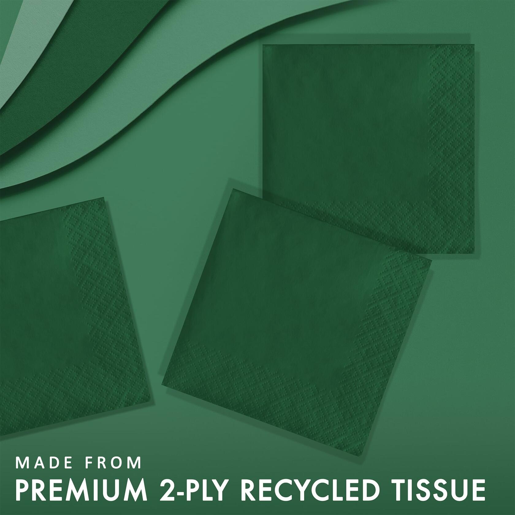 Creative Converting Touch of Color 2-Ply Paper Beverage Napkins Hunter Green 50