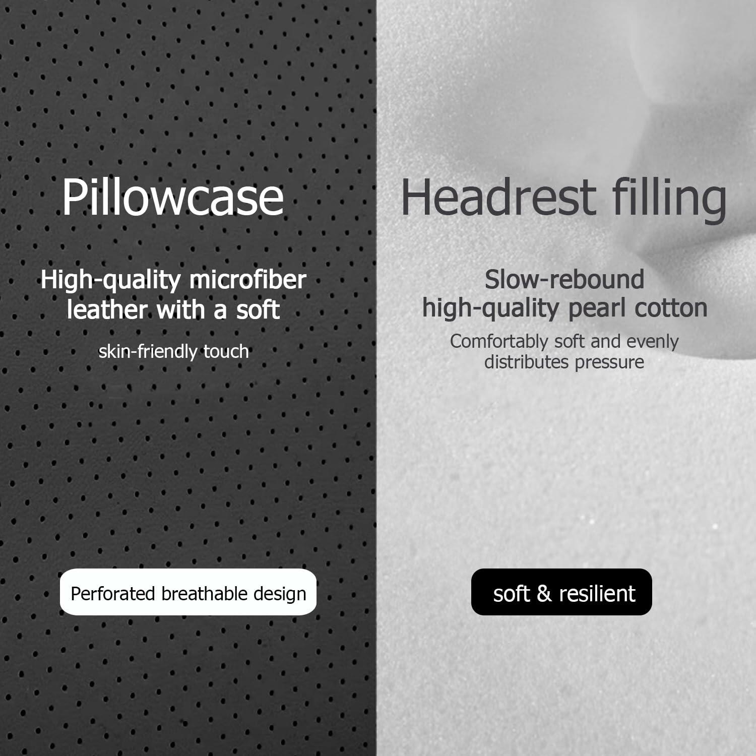 Treesiche Luxury Nappa Leather Car Headrest Pillow – Soft Ergonomic Cushion