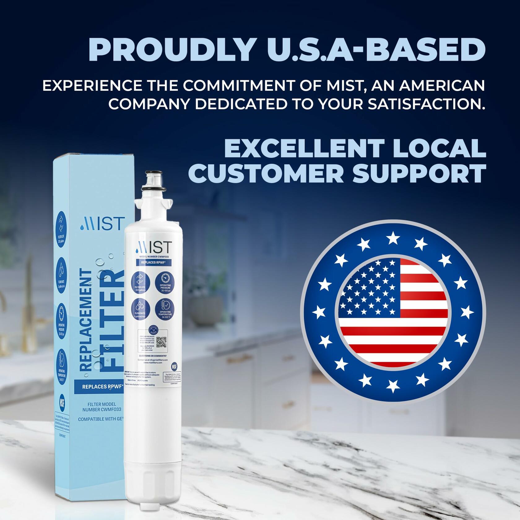 Mist RPWF 2-Pack Refrigerator Water Filter Compatible with GE RPWF RWF1063
