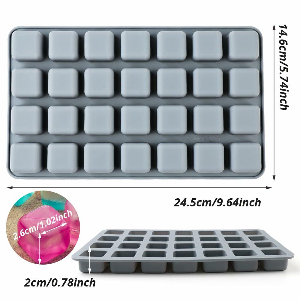 AILEHOPY 3-Pack Silicone Cube Ice Tray 28 Large Square Molds for Whiskey