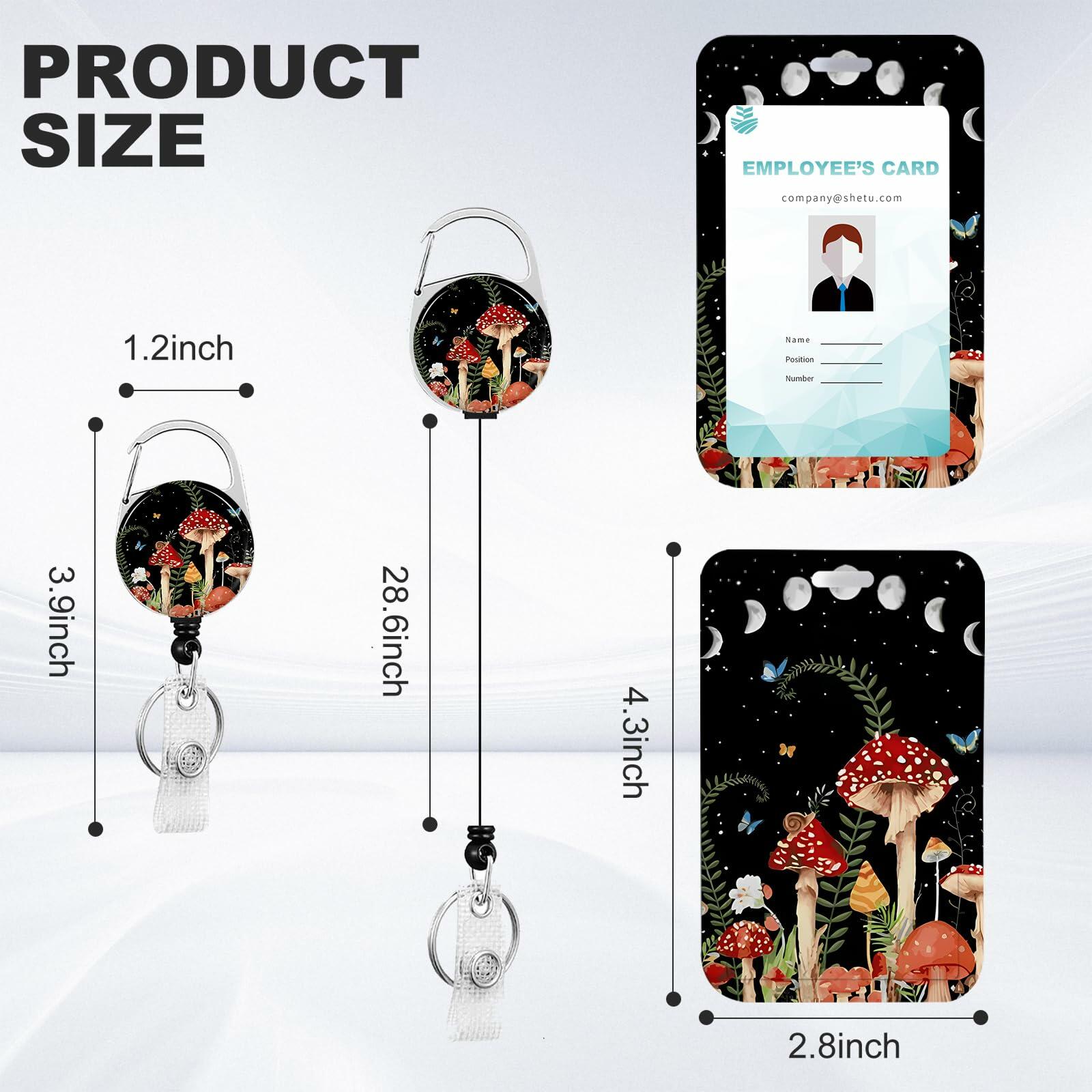 Mushroom ID Badge Holder Heavy Duty Retractable Clip Reel for School & Office