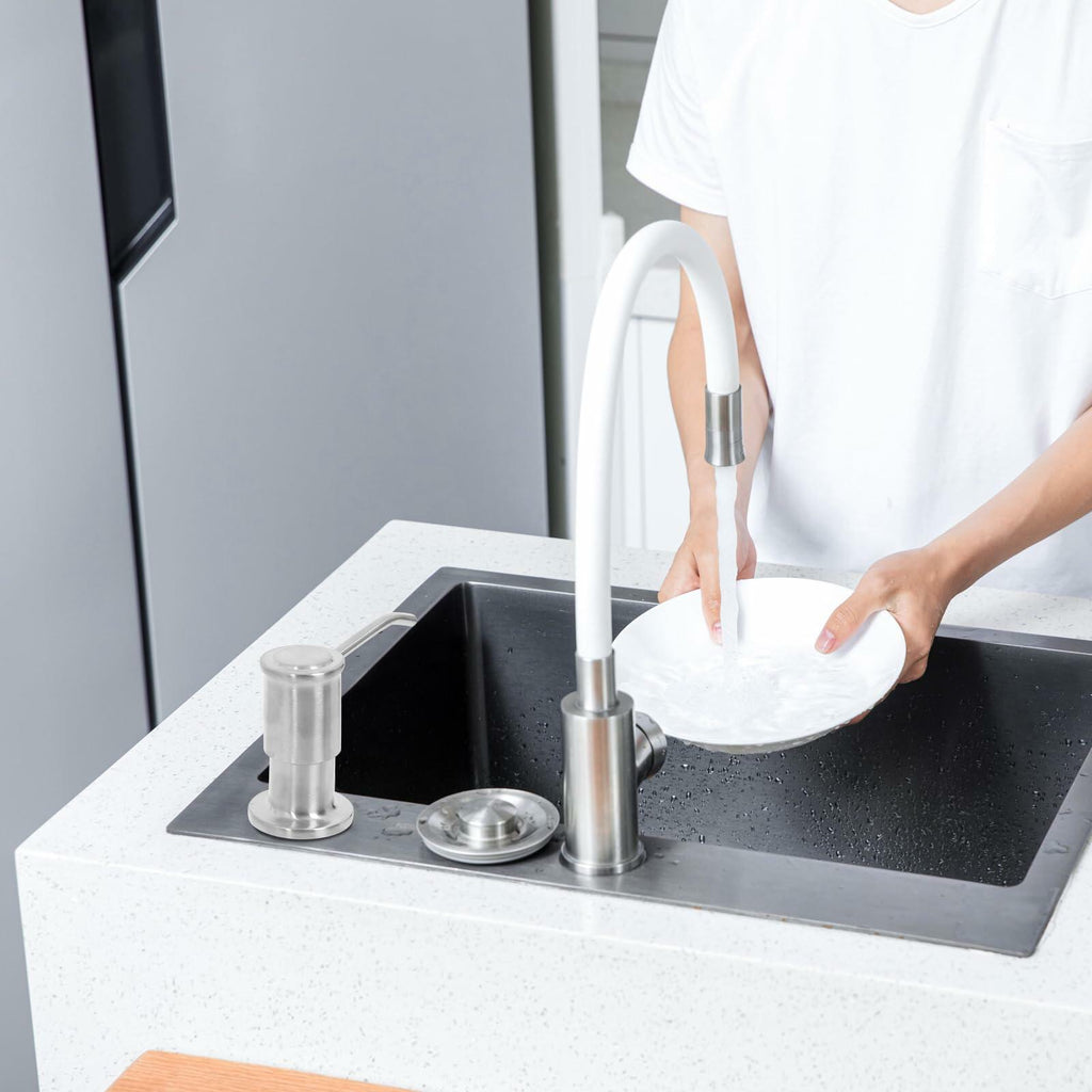 Kitchen Sink Soap Dispenser Brushed Nickel with Pump, Tube & 2 Sponges