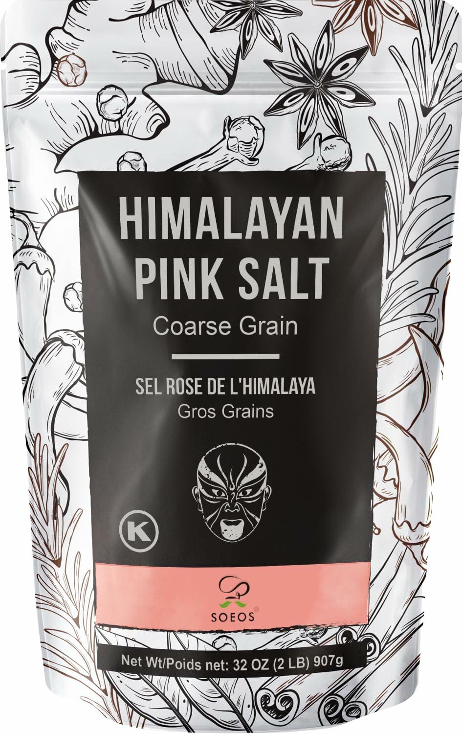 Soeos Himalayan Pink Salt Coarse 2lb 32oz Natural Kosher Sea Salt