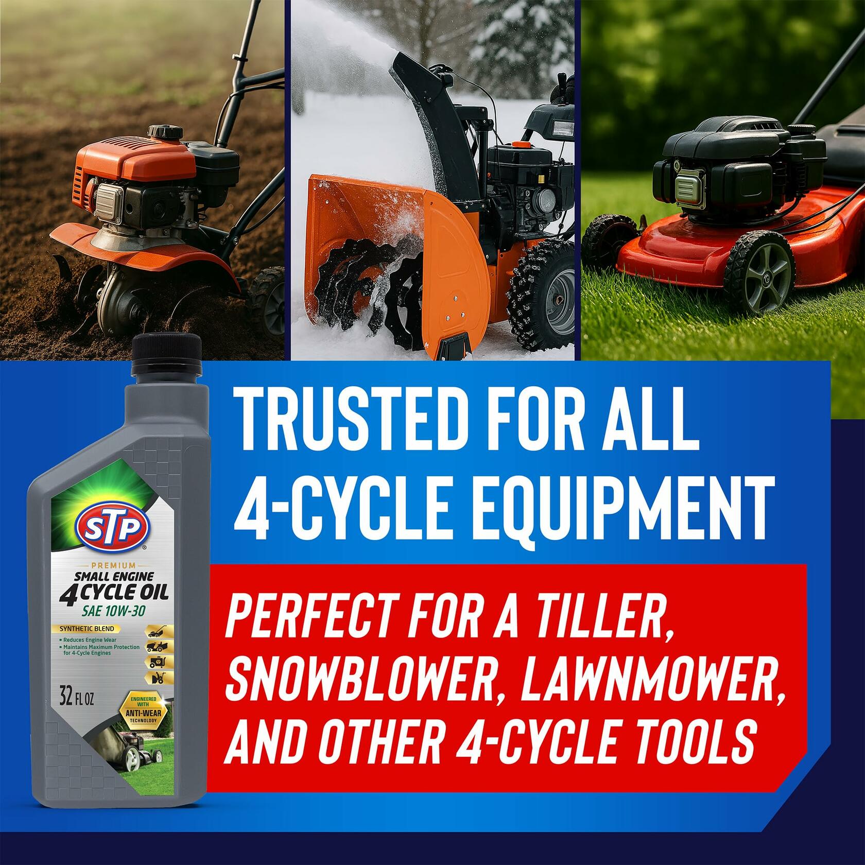 STP 4 Cycle Small Engine Oil SAE 10W-30 32oz Lawnmower Tractor Push Mower