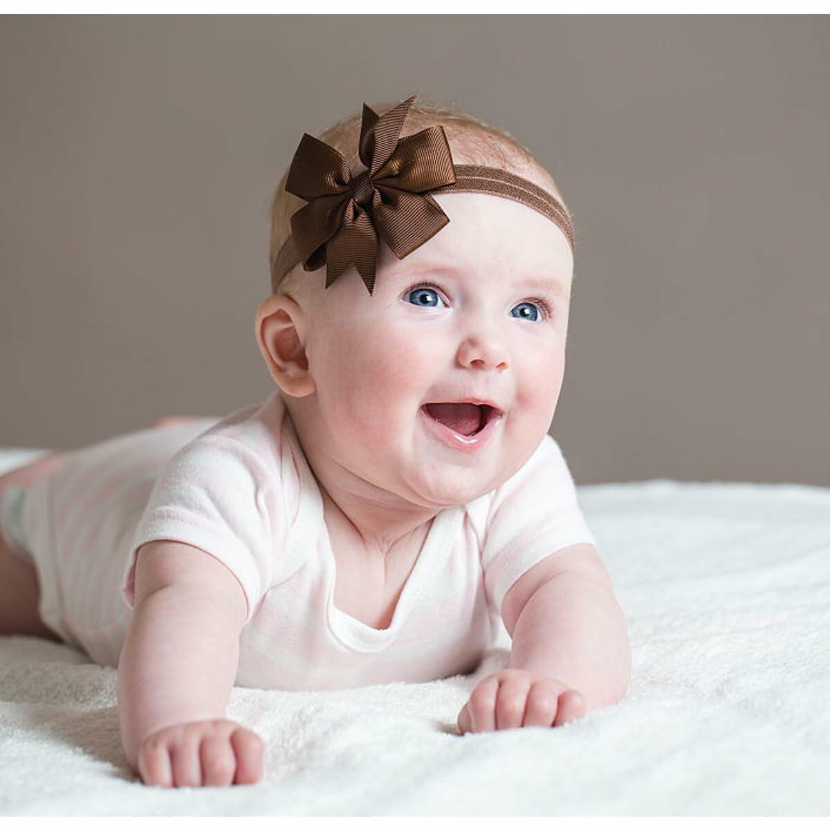 WillingTee Baby Girls 3in Hair Bows Grosgrain Ribbon Headbands 40 Colors
