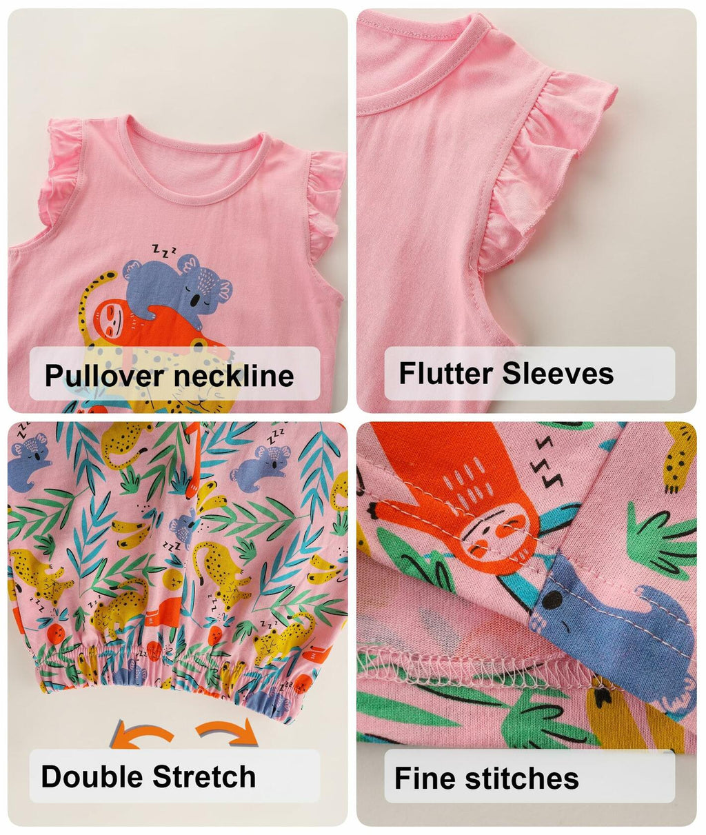 Zlwse Toddler Girls Summer Outfit Cotton Tank Top & Shorts Cute Clothing Set 3T