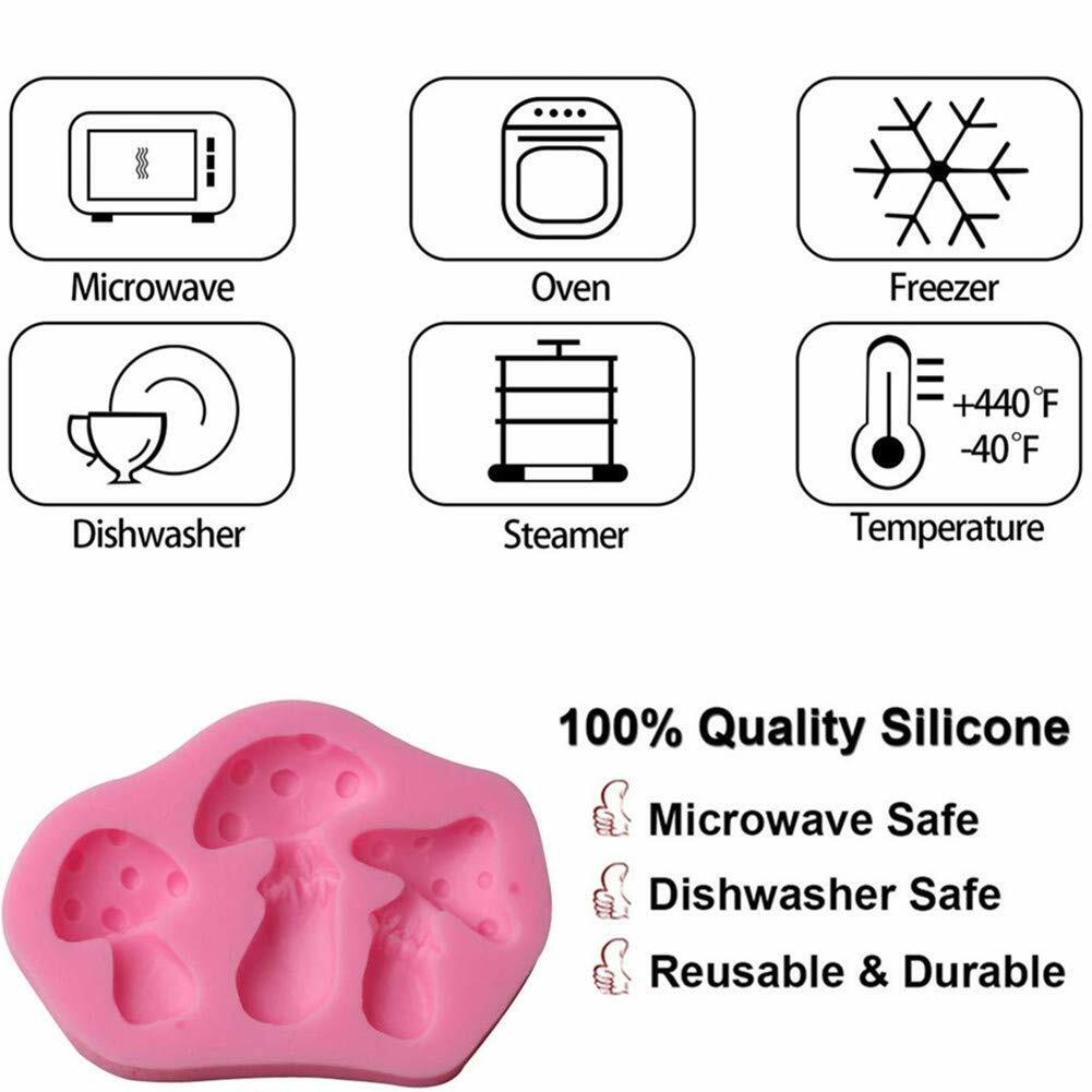 UQUABESO Resin 3D Mushroom Silicone Mold Pink 3x2.2x0.43in 2PCS DIY Desserts