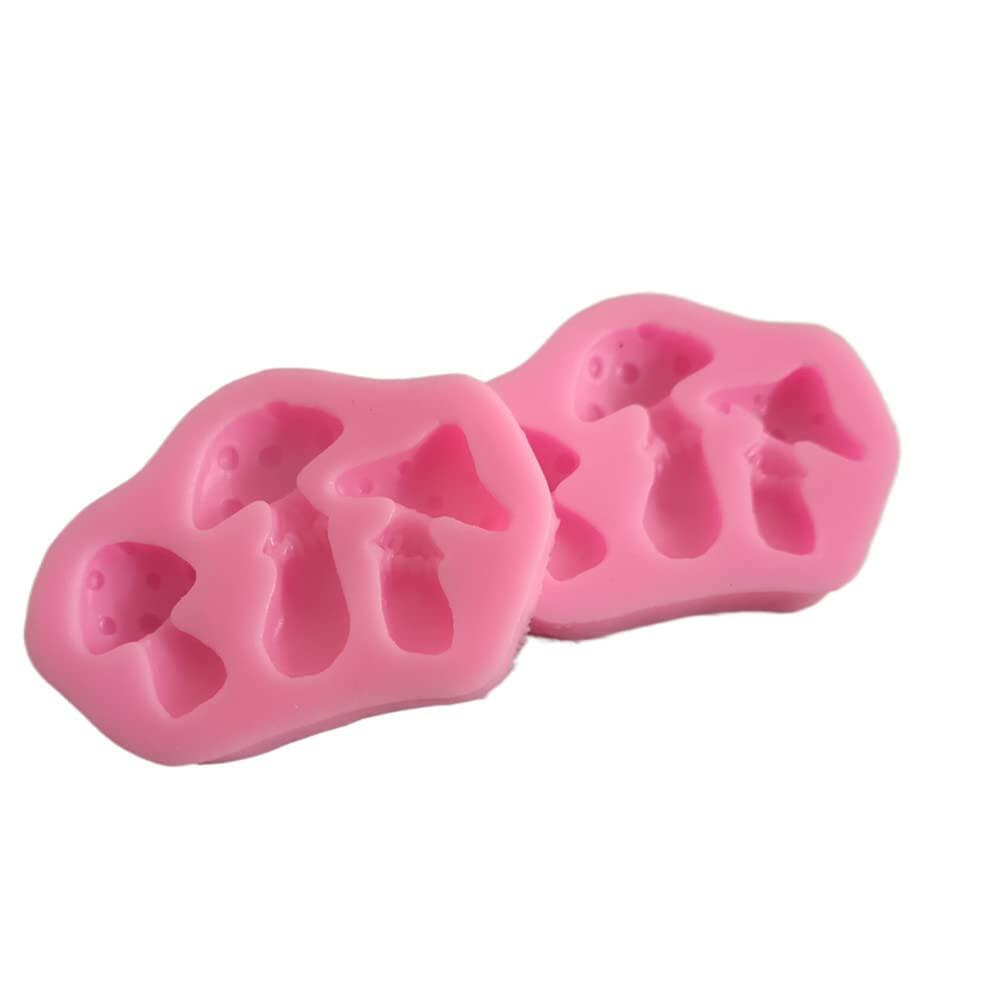 UQUABESO Resin 3D Mushroom Silicone Mold Pink 3x2.2x0.43in 2PCS DIY Desserts