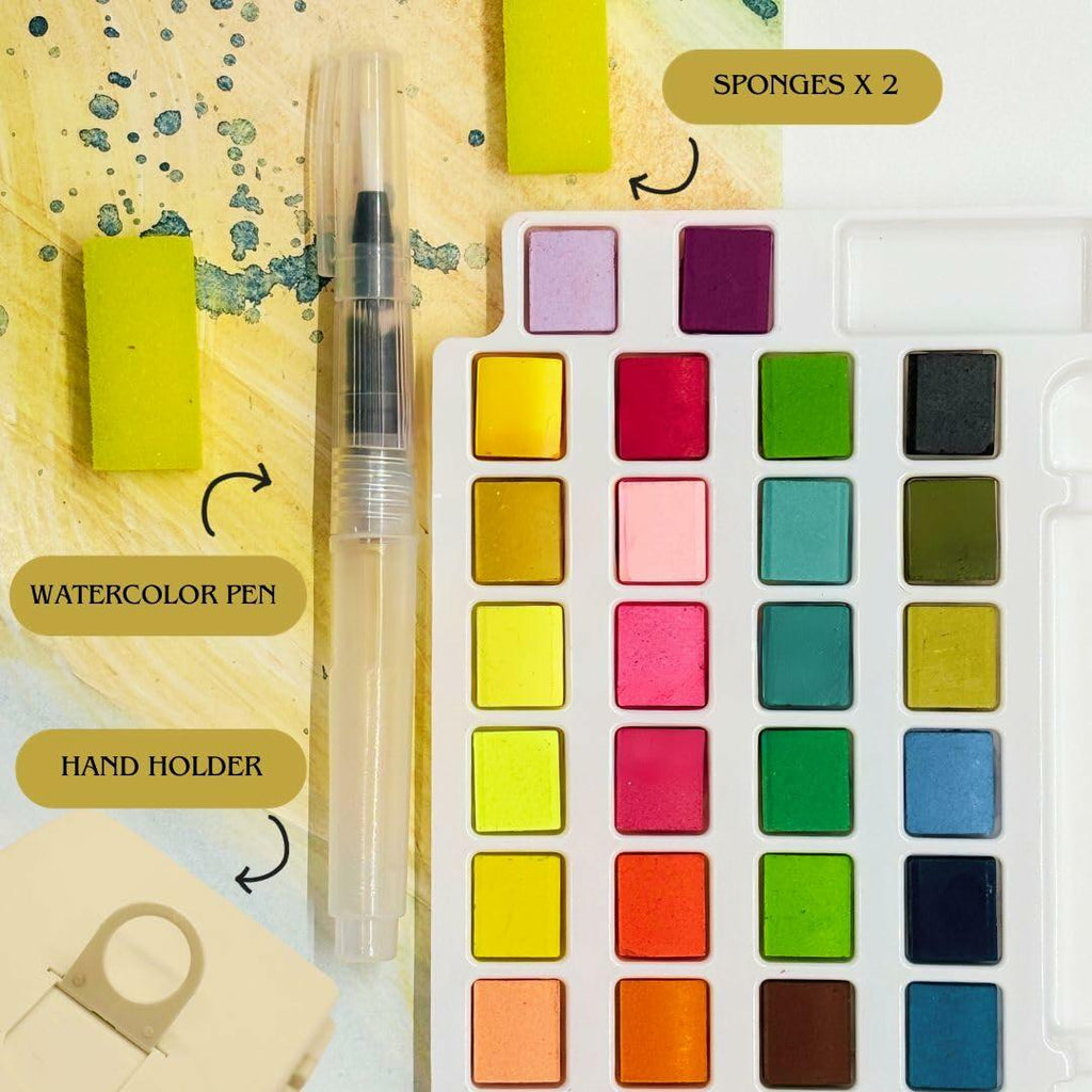 Watercolor Paint Set 36 Colors Non-Toxic Portable Kit for Adults & Kids
