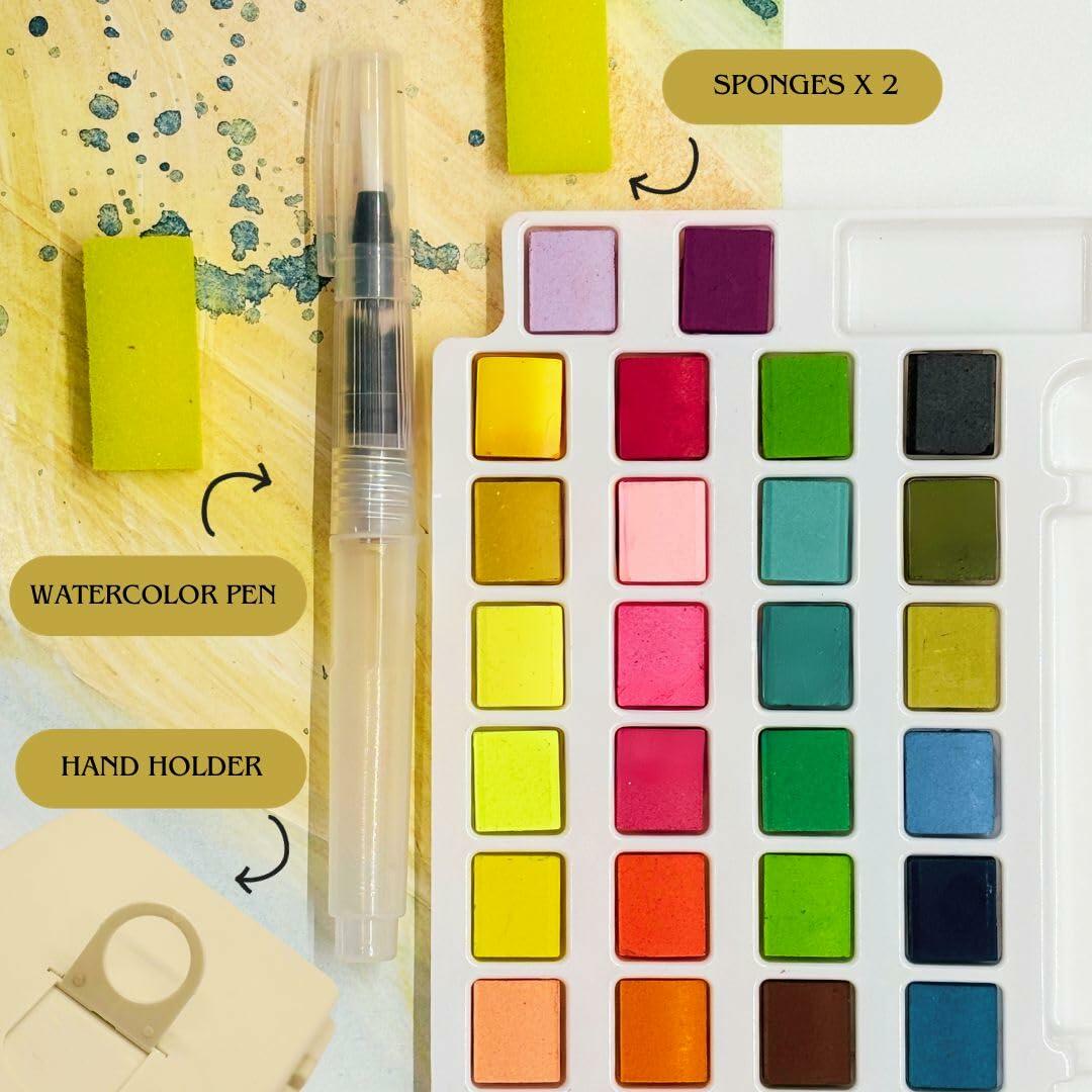 Watercolor Paint Set 36 Colors Non-Toxic Portable Kit for Adults & Kids