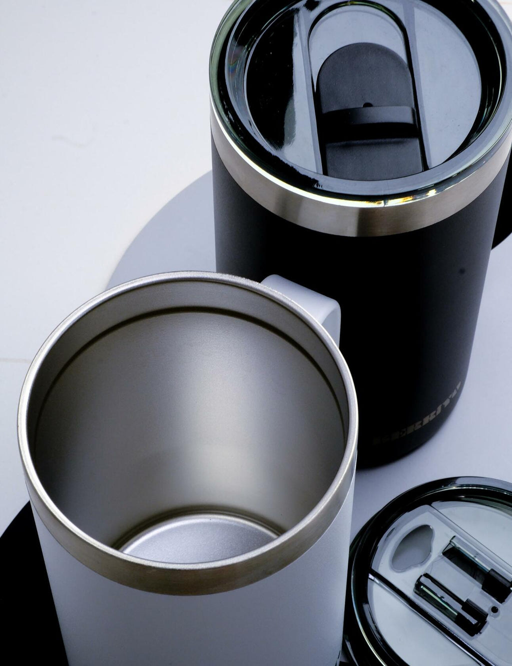 Berriyo 22oz Stainless Steel Insulated Coffee Mug w/ Handle & Sliding Lid Black