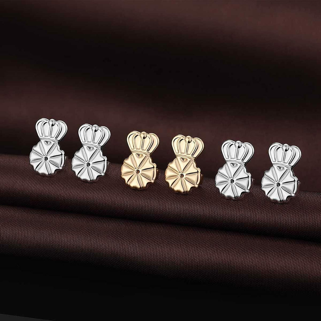 DELECOE Hypoallergenic 14K Gold Plated Adjustable Earring Backs 4Pcs Gold&Silver