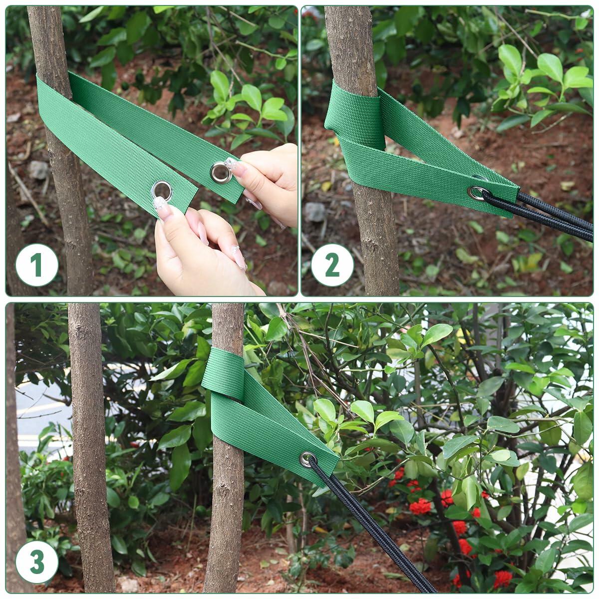 6 PCS Tree Straps 15.7" Green Staking Support Straps with Grommets for Saplings