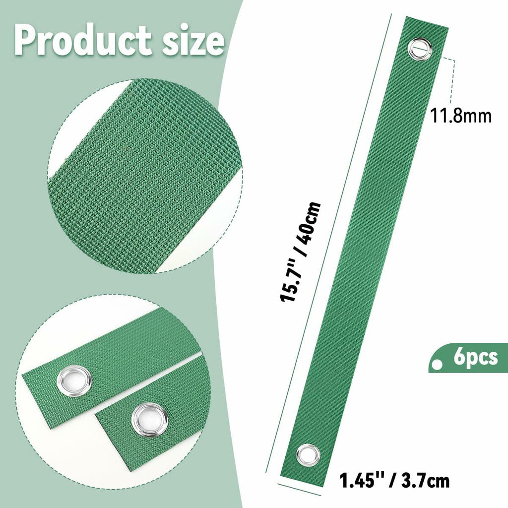 6 PCS Tree Straps 15.7" Green Staking Support Straps with Grommets for Saplings
