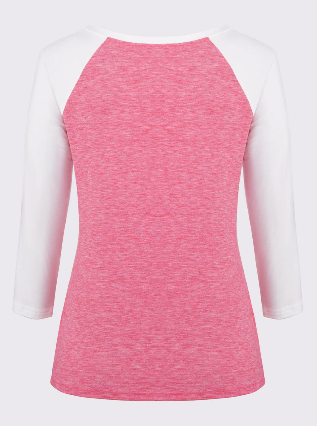 LilyCoco Womens 3/4 Sleeve V Neck Color Block Raglan T Shirt Pink Size M