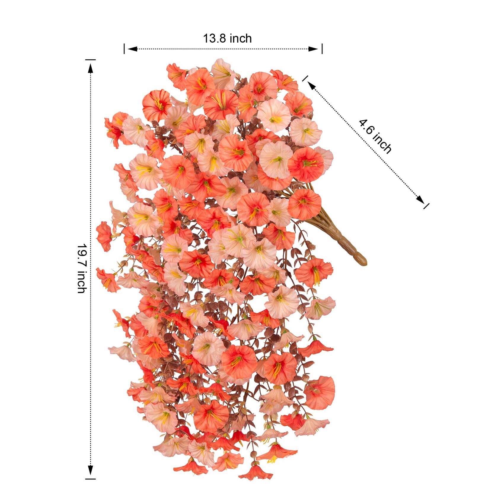 HyeFlora 2PCS Faux Fall Hanging Flowers Plants UV Resistant Orange+Light Orange