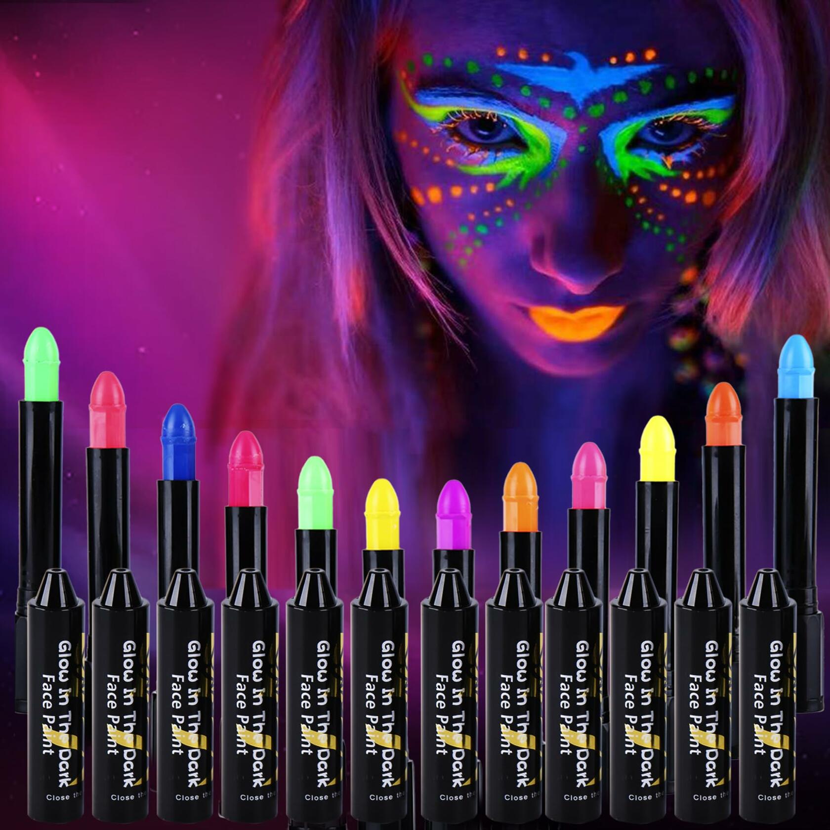 JYACRQBB 12 Color UV Neon Face & Body Paint Glow Black Light Fluorescent