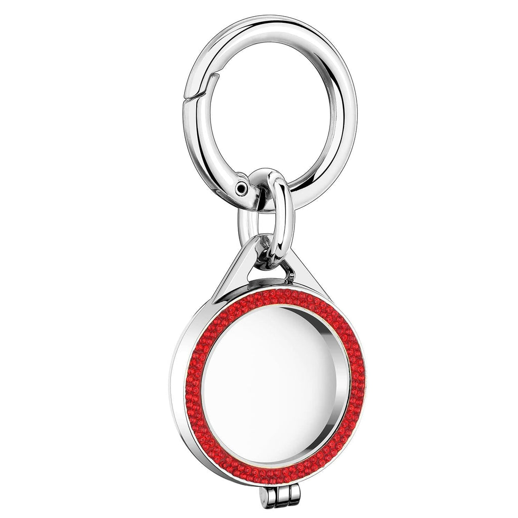 AirTag Case with Keychain Sparkly Diamond Bling Shockproof Cover Red-Steel