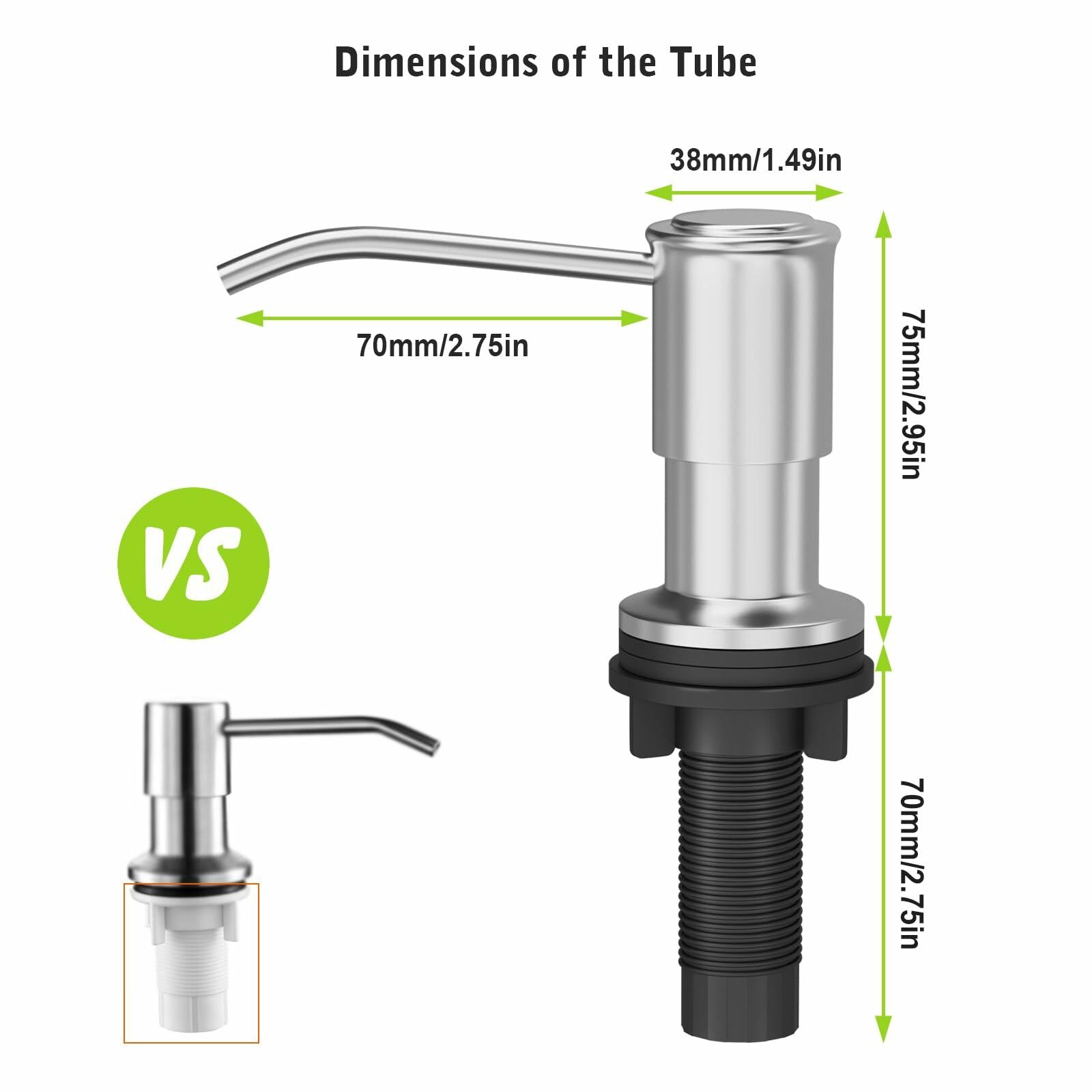 Kitchen Sink Soap Dispenser Brushed Nickel with Pump, Tube & 2 Sponges