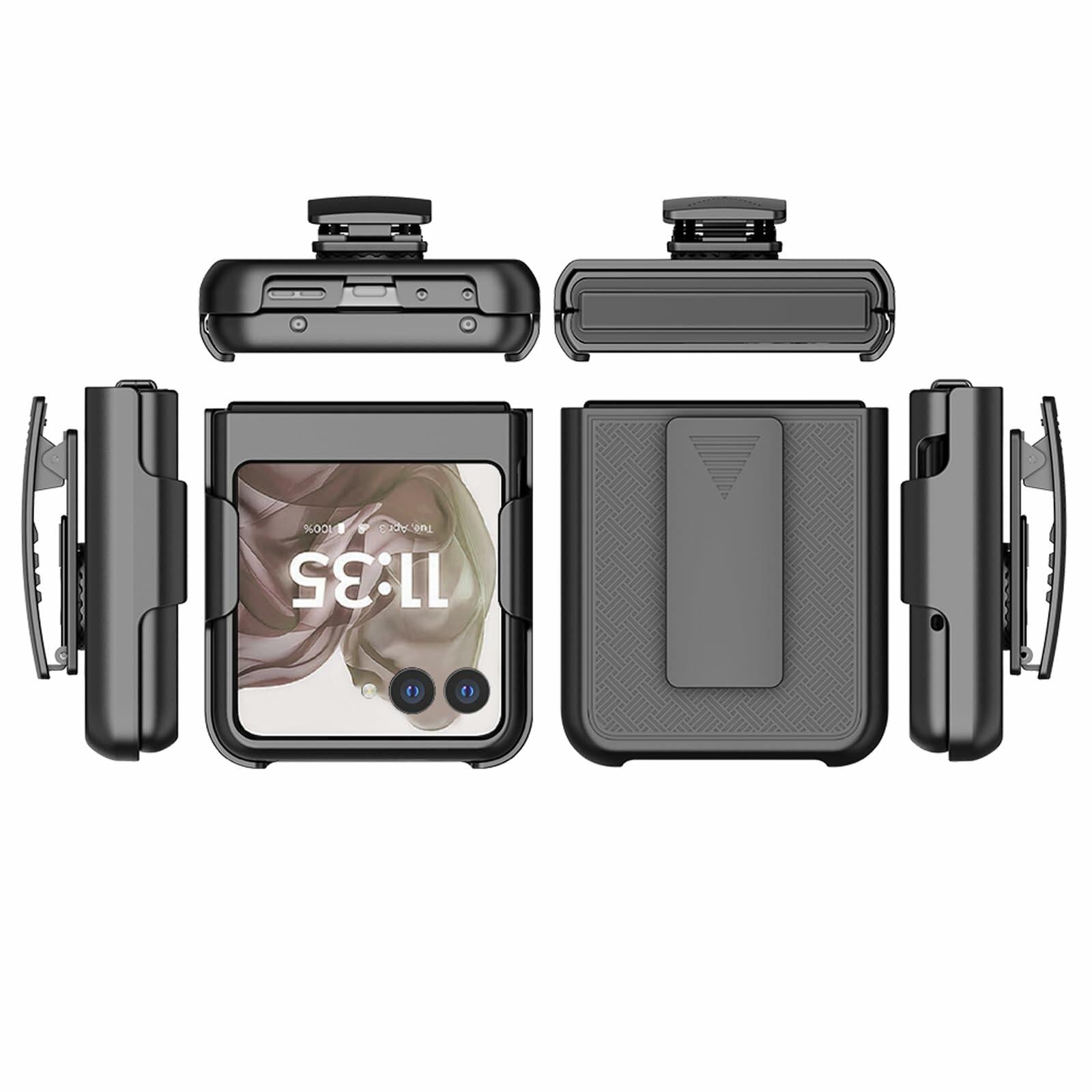 CusPra Motorola Moto Razr 2024/2025 Holster Case Belt Clip Rugged Bumper Black