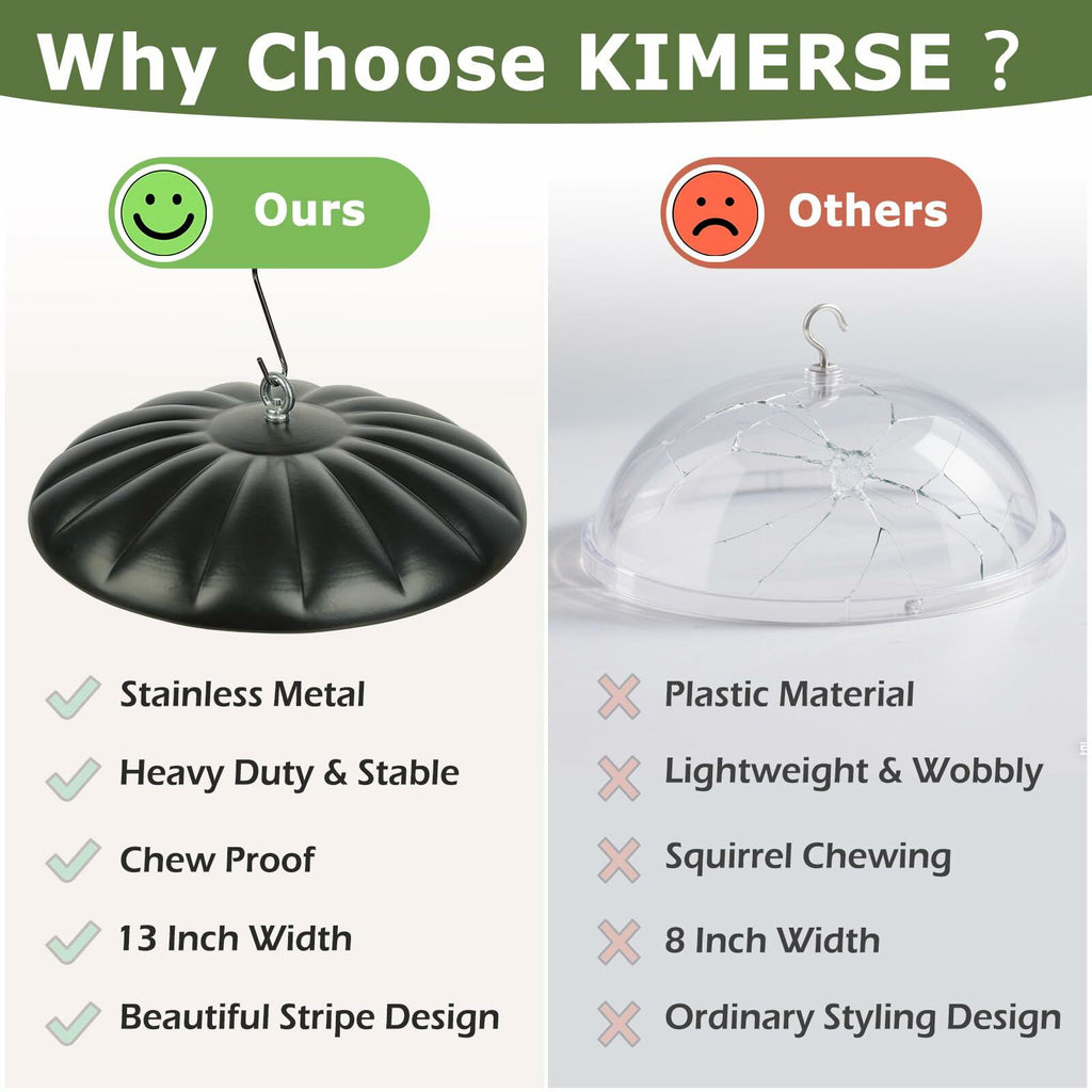 KIMERSE Metal Squirrel Baffle Bird Feeder Cover 13” Weather Guard Dome