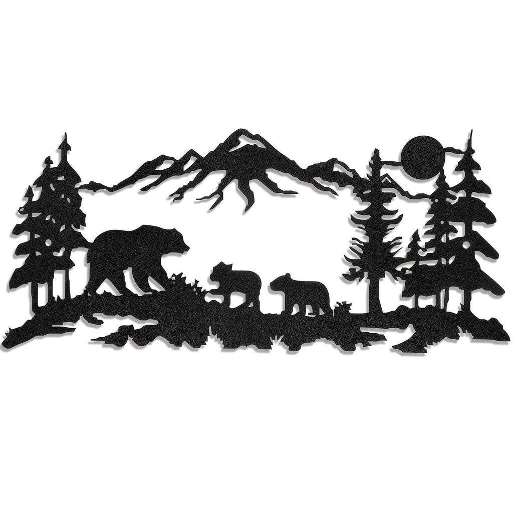 Moxweyeni Metal Bear Wall Art Rustic Forest Mountain Woodland Decor