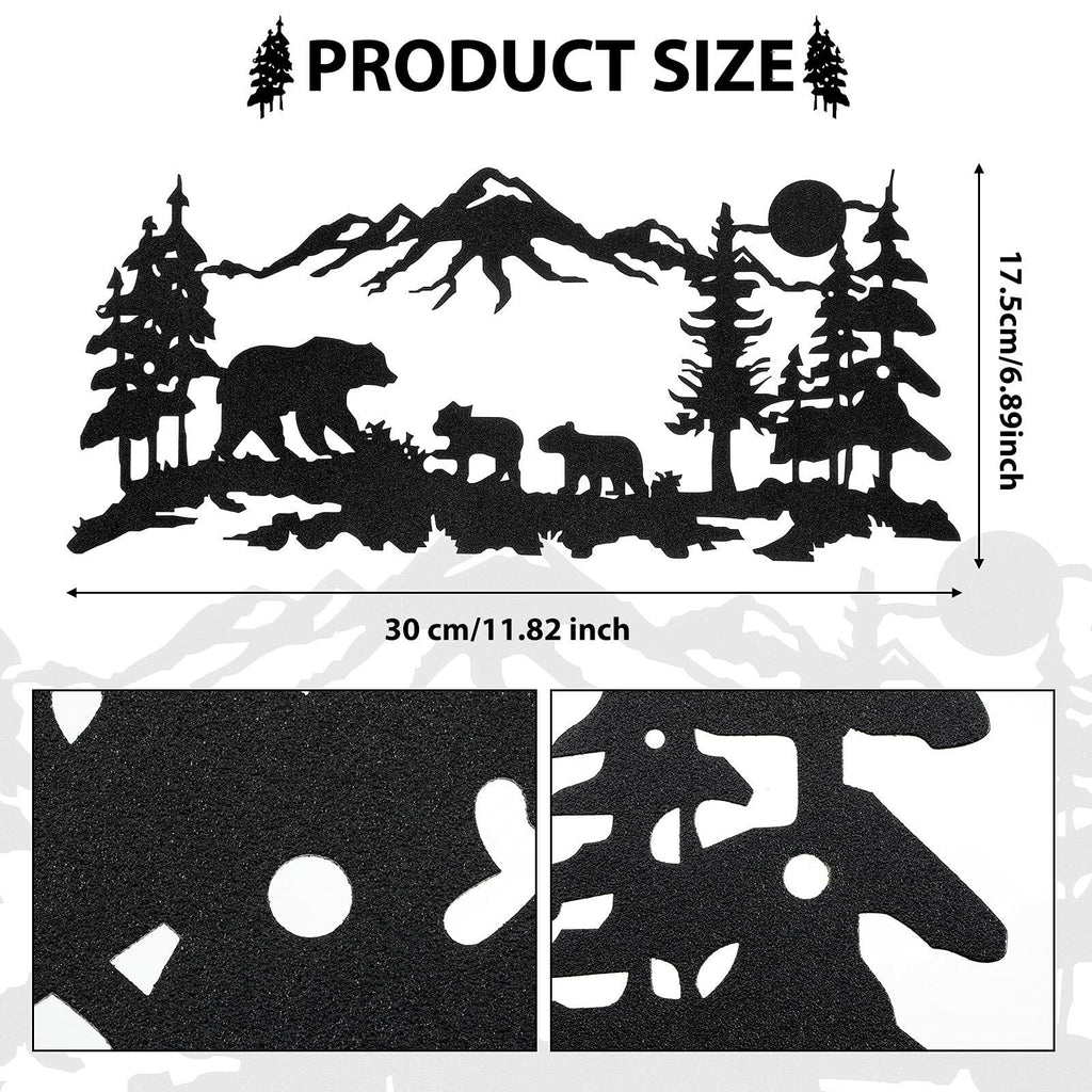 Moxweyeni Metal Bear Wall Art Rustic Forest Mountain Woodland Decor