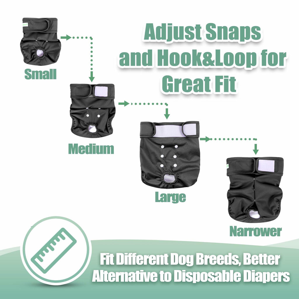 wegreeco Washable Female Dog Diapers 3-Pack Reusable Large Black