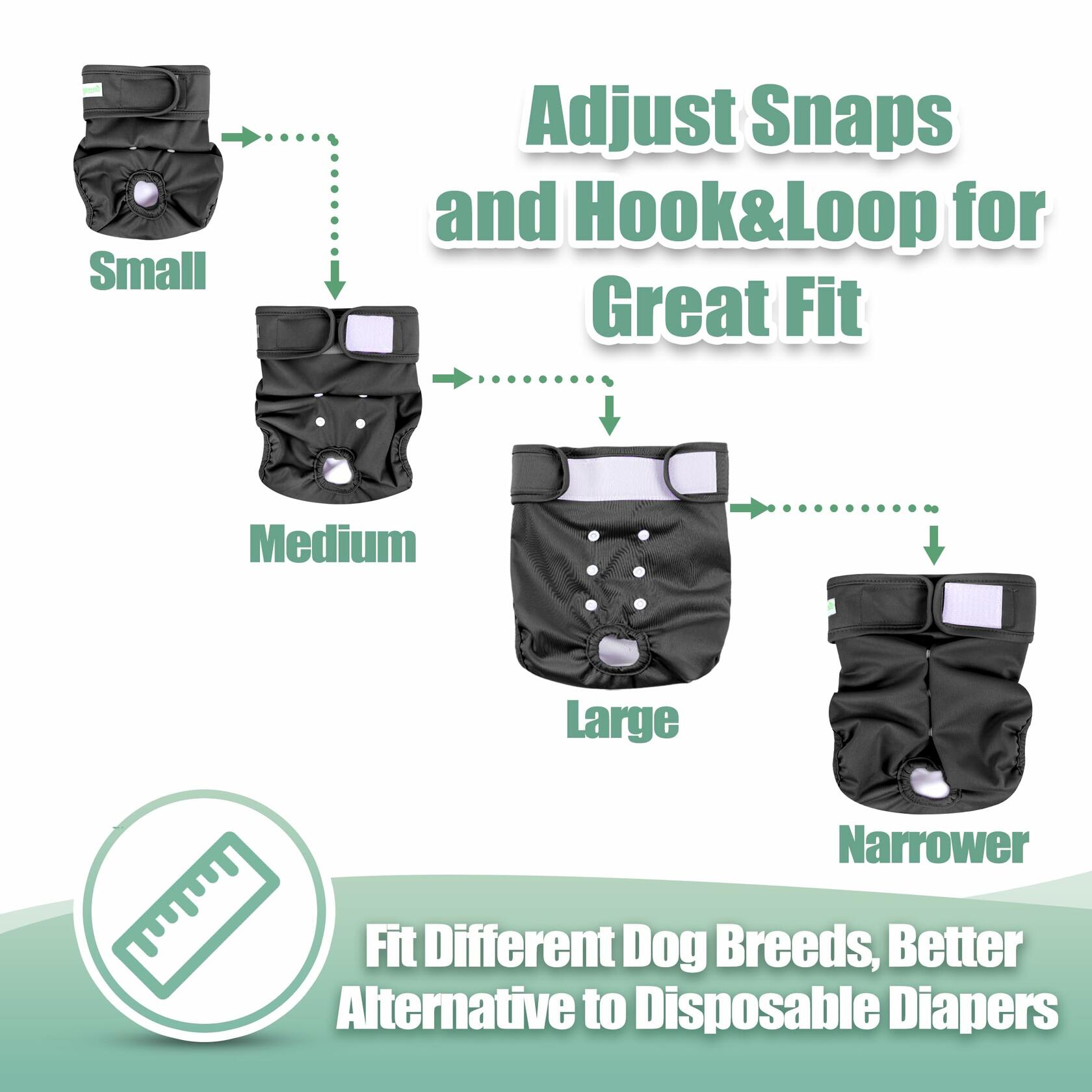 wegreeco Washable Female Dog Diapers 3-Pack Reusable Large Black