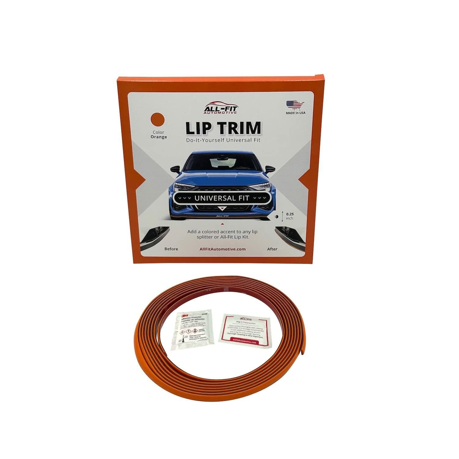 All-Fit Automotive Lip Trim 10ft x ¼” Orange Universal Fit Car Exterior