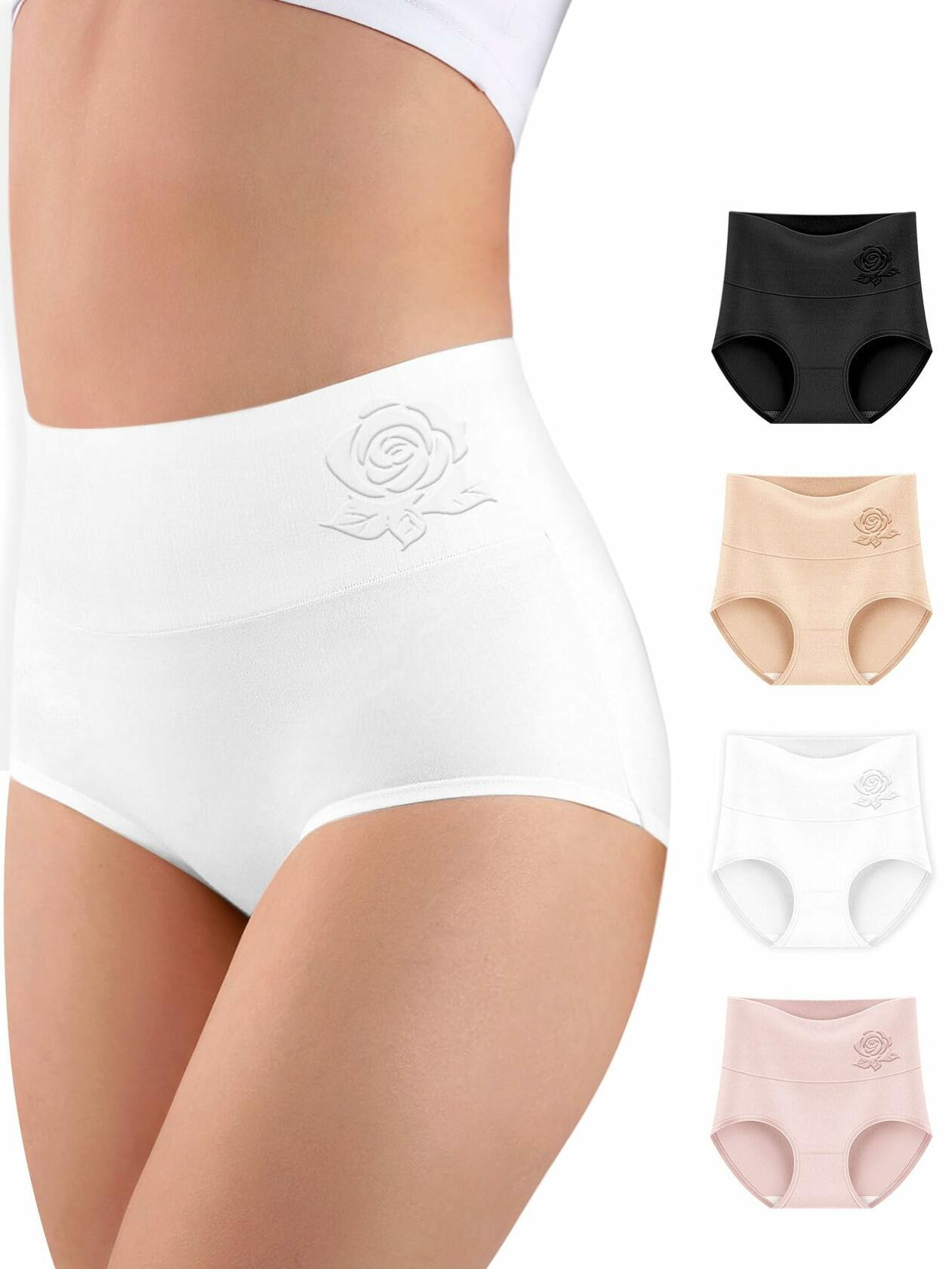 MEIYATING Women High Waisted Cotton Underwear Tummy Control Panties L