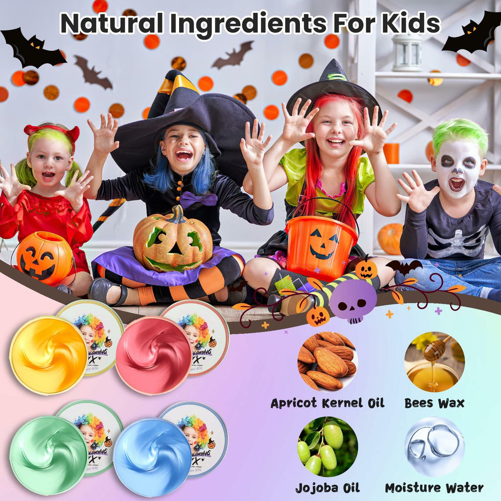 4 Colors Temporary Hair Wax for Kids Blue Green Red Gold Washable Hair Dye