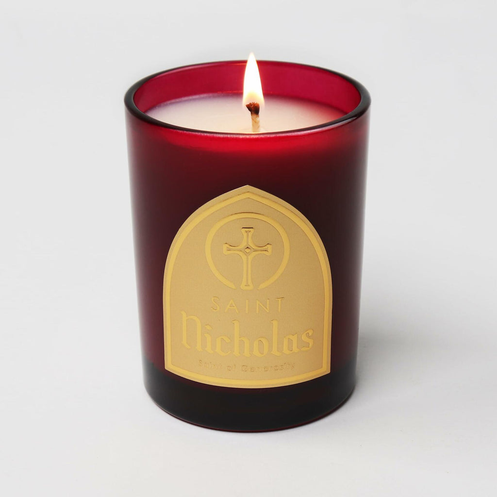 Saint Nicholas Scented Soy Coconut Candle Red Fir 80hr Burn Time Special Edition