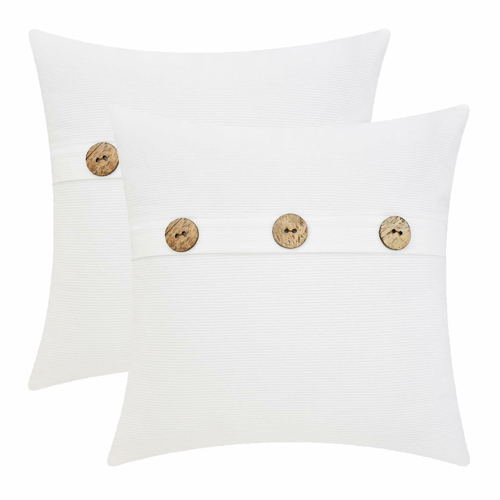 CaliTime Corduroy Striped Throw Pillow Cases 12x20 White Pack of 2