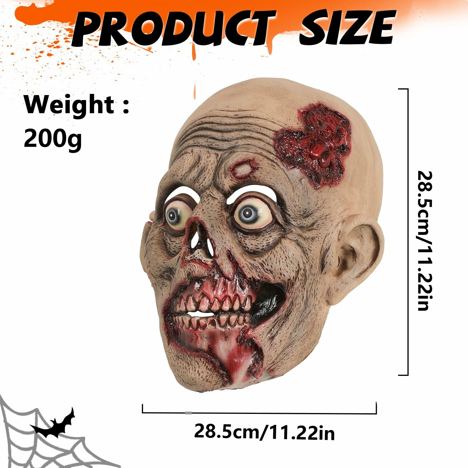 WEFONLLICOS Scary Zombie Latex Mask Halloween Horror Adult Men Beige One Size