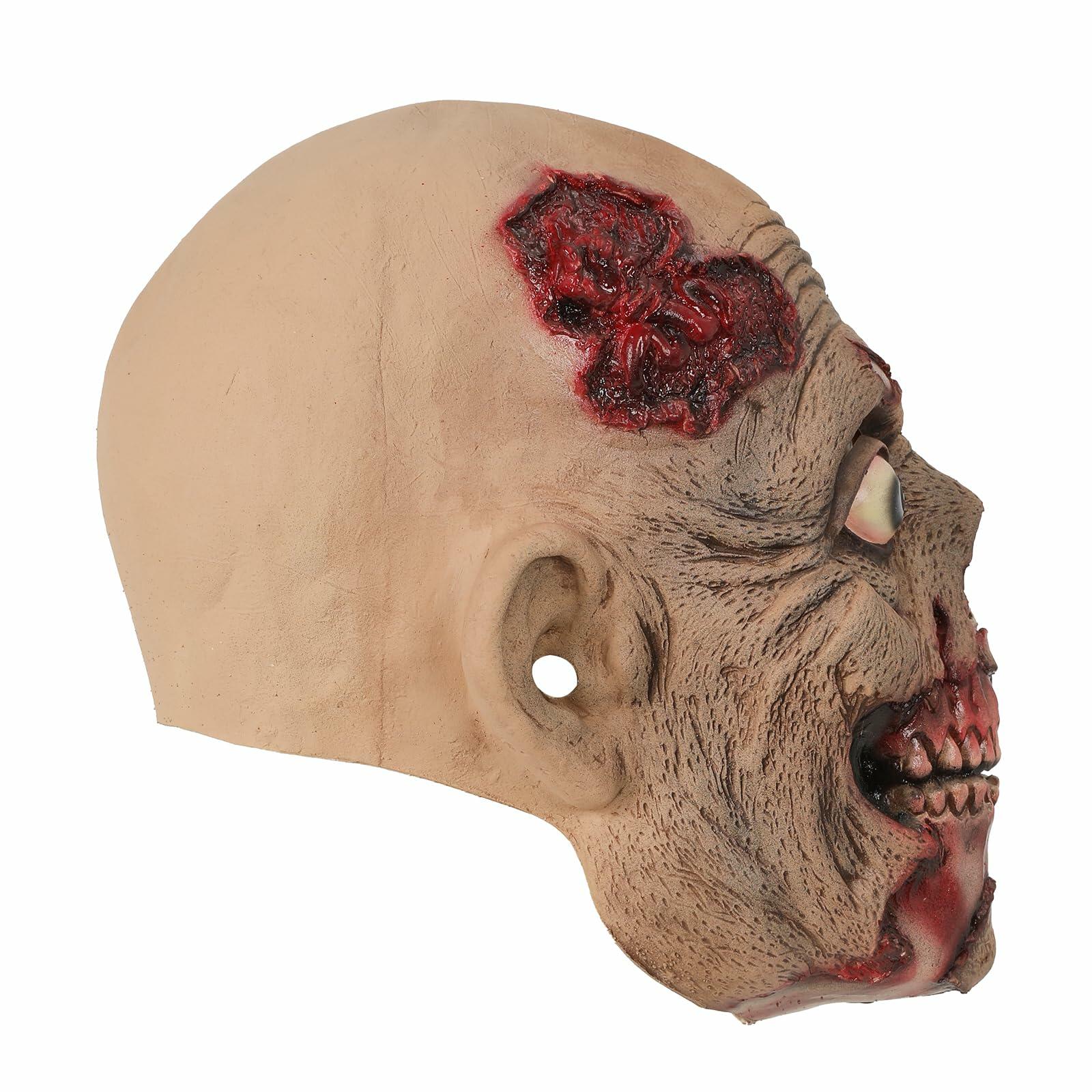WEFONLLICOS Scary Zombie Latex Mask Halloween Horror Adult Men Beige One Size