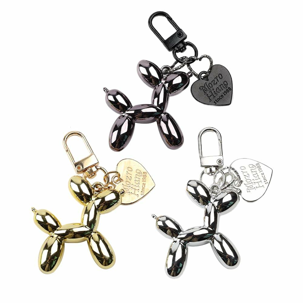 QIKAIDE 3-Pack Jelly Balloon Dog Keychain for Women Handbag & Car Keys
