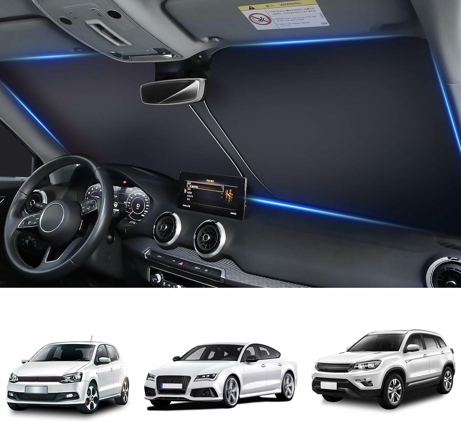 Windshield Sun Shade Front Car Sunshade Anti-Glare Visor Extender Titanium