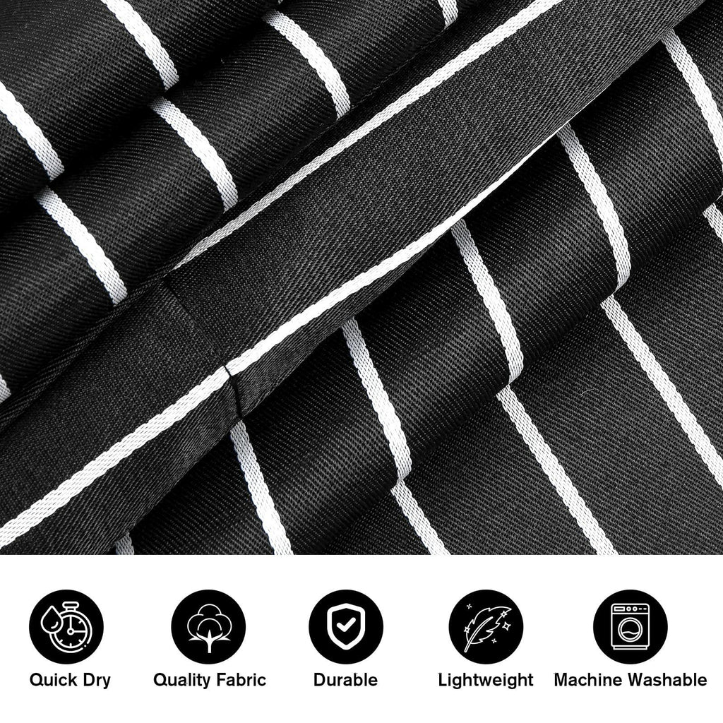 Jubatus 2 Pack Adjustable Kitchen Aprons with Pockets Black Brown Stripe 84x67cm