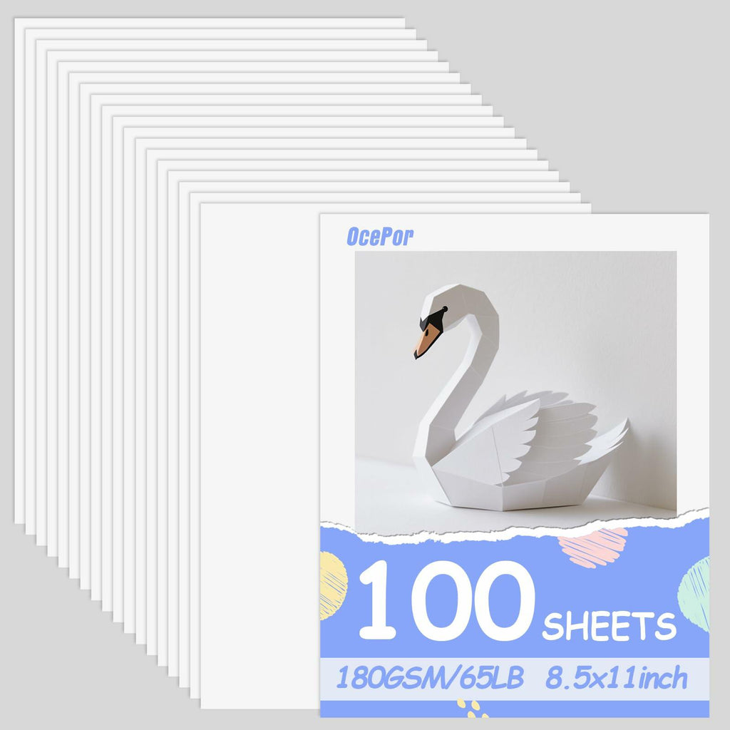 OcePor White Cardstock 8.5x11in 65lb 180gsm 100 Sheets White