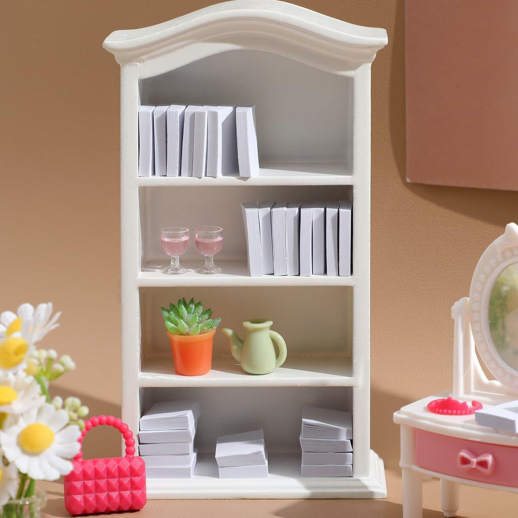 Unomor 50Pcs Miniature Blank Books Dollhouse 1:12 Scale White Paper Crafts