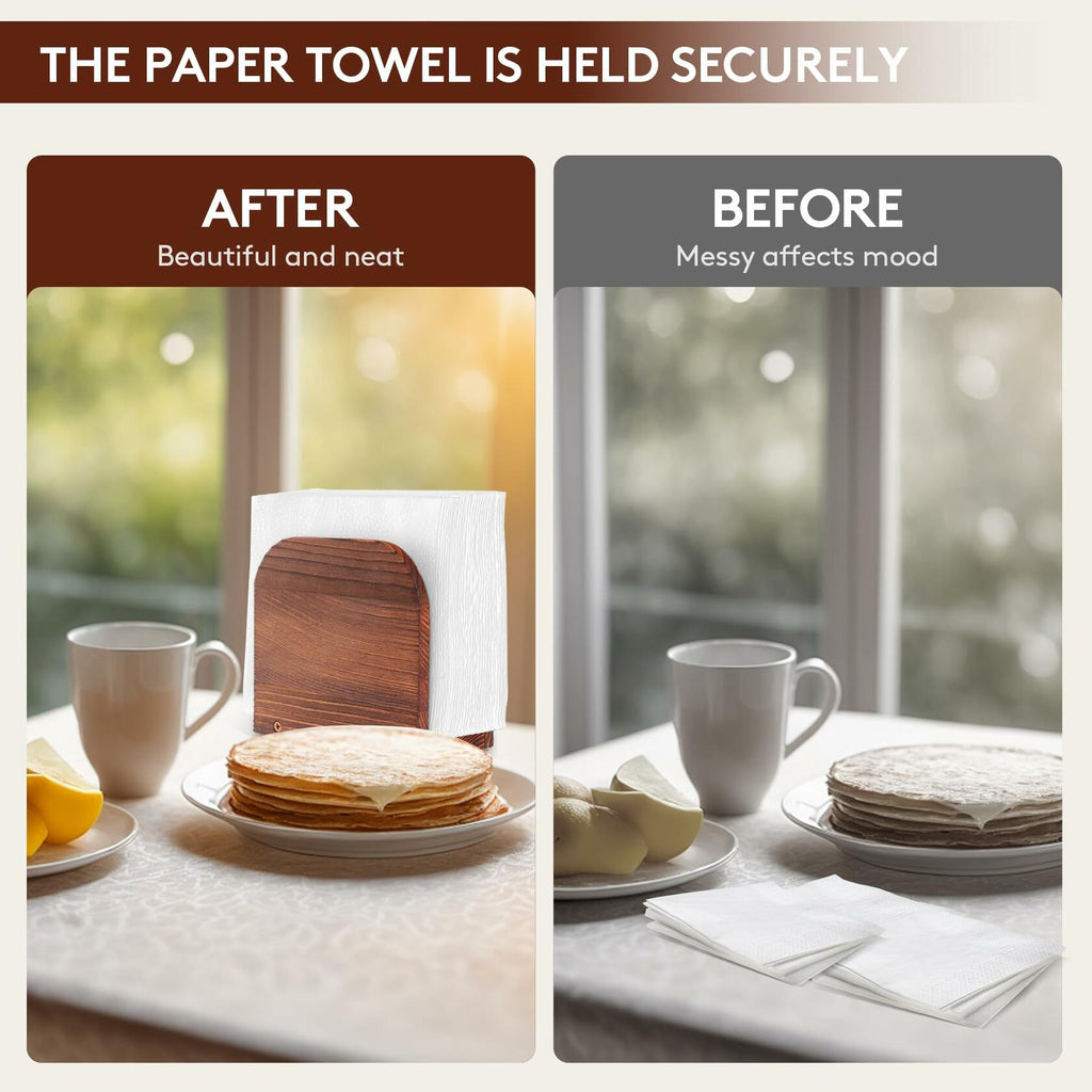 DEBETOOL Upright Wooden Napkin Holder Natural Rustic Tabletop Kitchen Decor