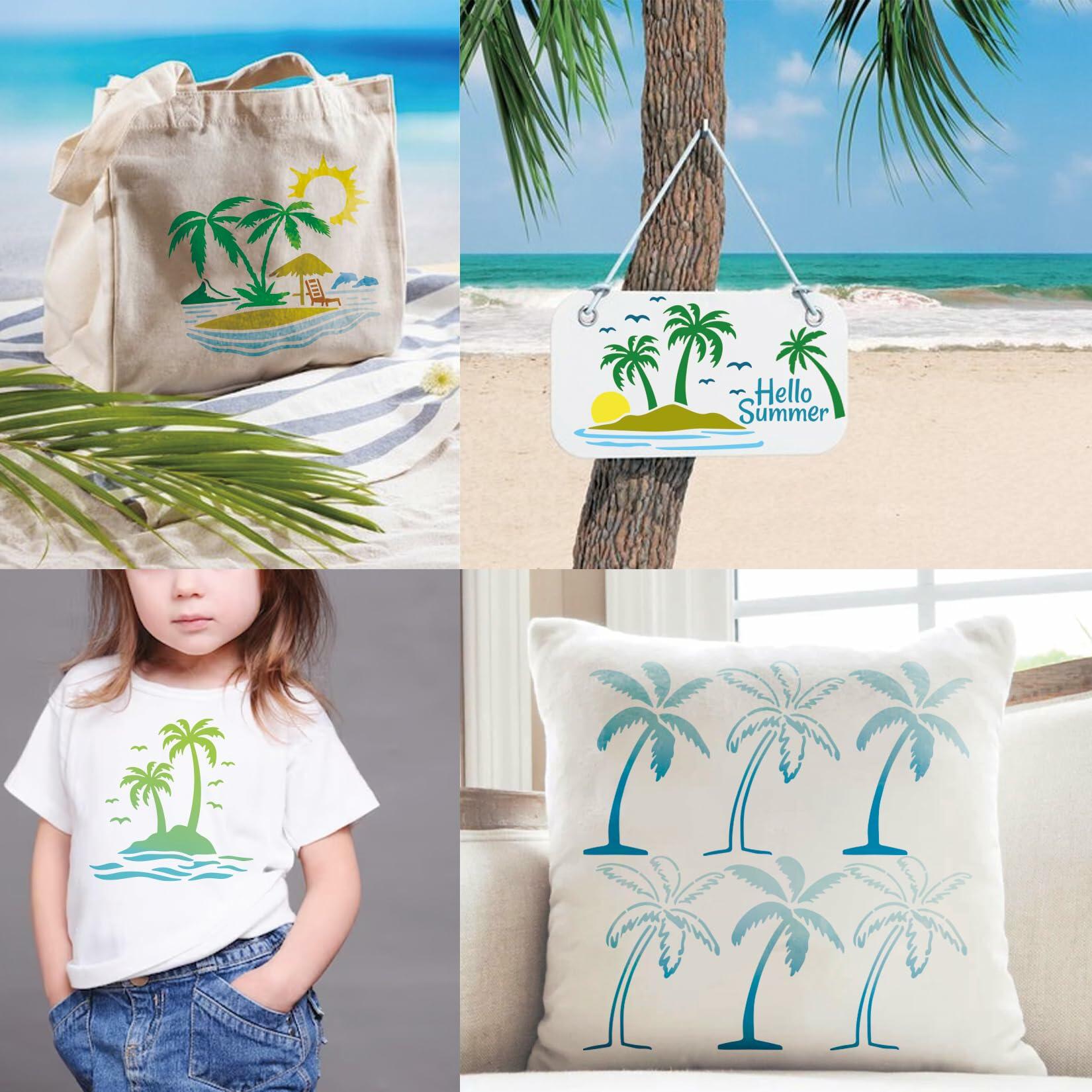 Palm Tree Stencils for Painting Reusable Tropical Beach Wall Craft 12pcs